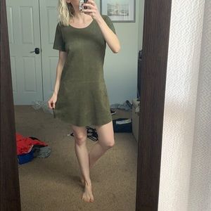 Green suede dress